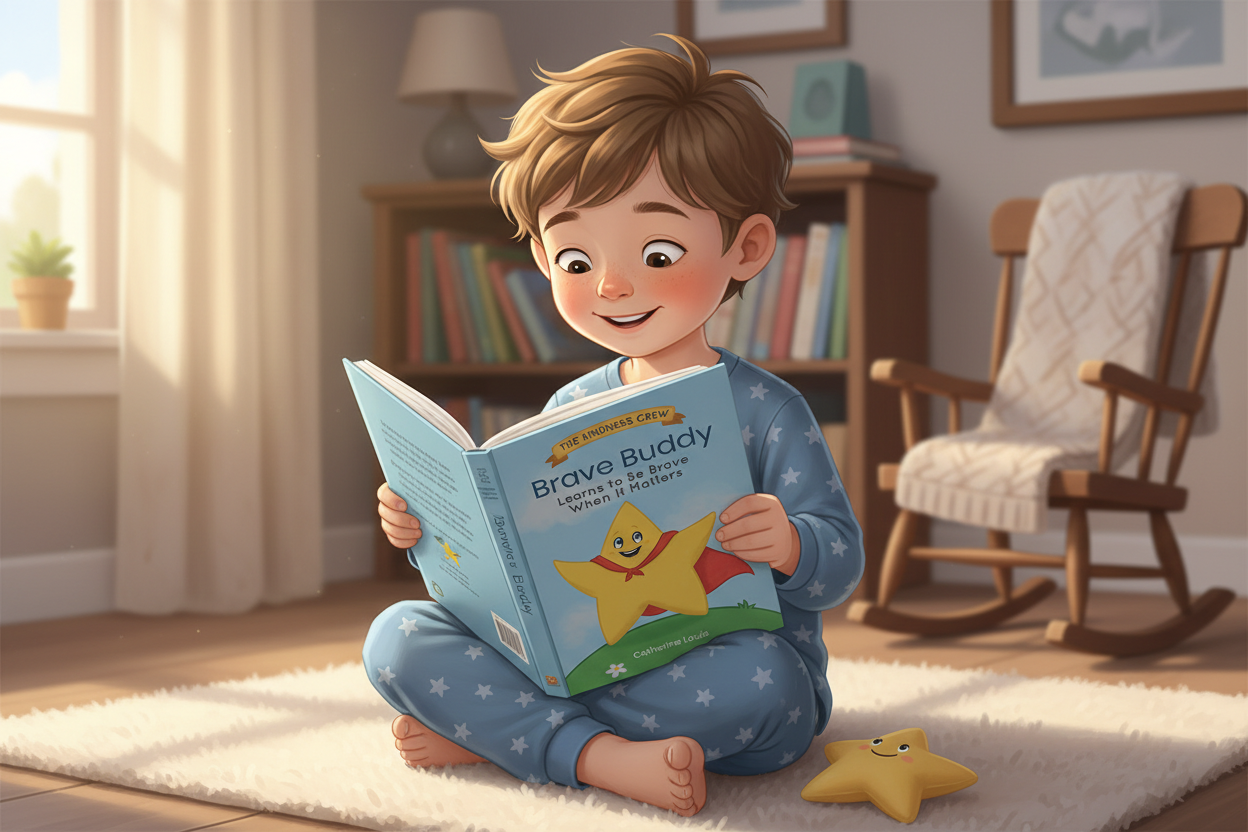 Boy Reading Brave Buddy